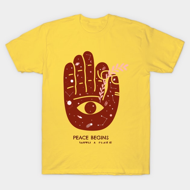 Peace Begins with a Smile T-Shirt by Keffi